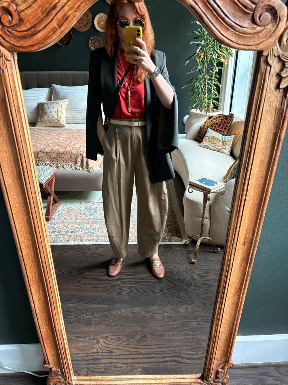 Women’s Tibi Wide-Leg Wool Pleated Pants in Khaki - Picture 5 of 12
